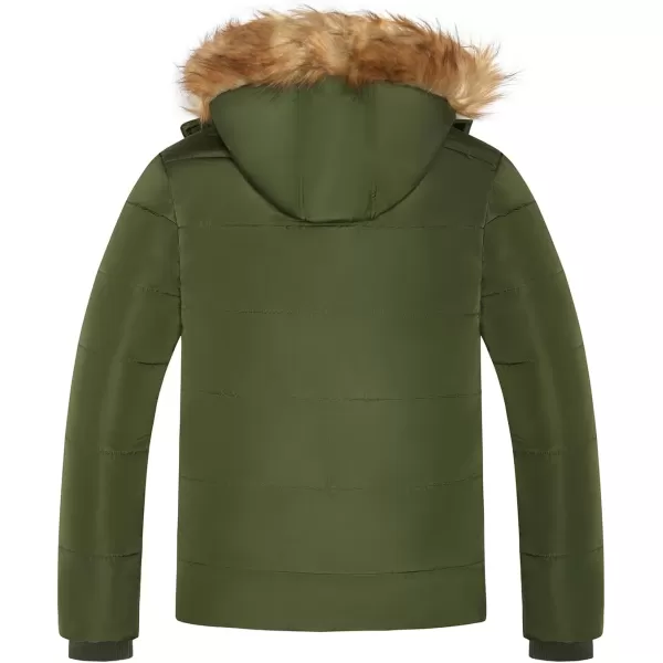 imageFARVALUE Mens Winter Warm Coats Parka Jacket Waterproof Thicken Jackets With Removable HoodGreen
