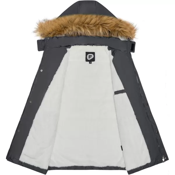 imageFARVALUE Mens Winter Warm Coats Parka Jacket Waterproof Thicken Jackets With Removable HoodGrey