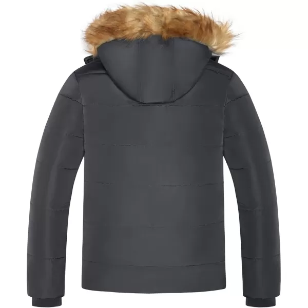 imageFARVALUE Mens Winter Warm Coats Parka Jacket Waterproof Thicken Jackets With Removable HoodGrey