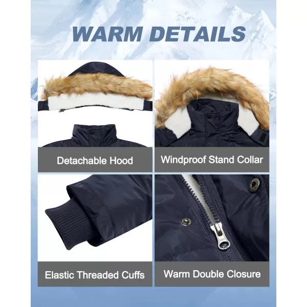 imageFARVALUE Mens Winter Warm Coats Parka Jacket Waterproof Thicken Jackets With Removable HoodNavy