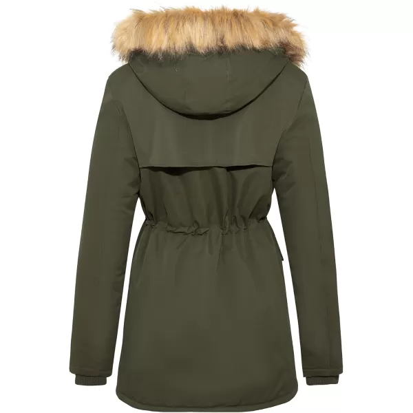 imageFARVALUE Womens Waterrepellent Winter Coat Thicken Puffer Jacket Warm FLeece Lined Parka with Fur HoodArmy Green
