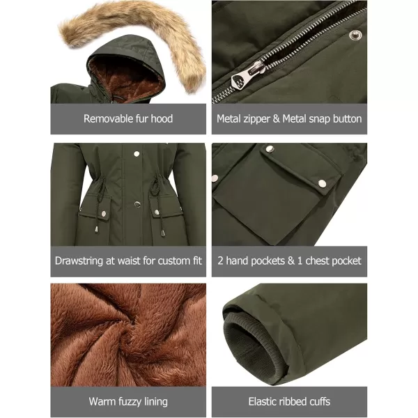 imageFARVALUE Womens Waterrepellent Winter Coat Thicken Puffer Jacket Warm FLeece Lined Parka with Fur HoodArmy Green