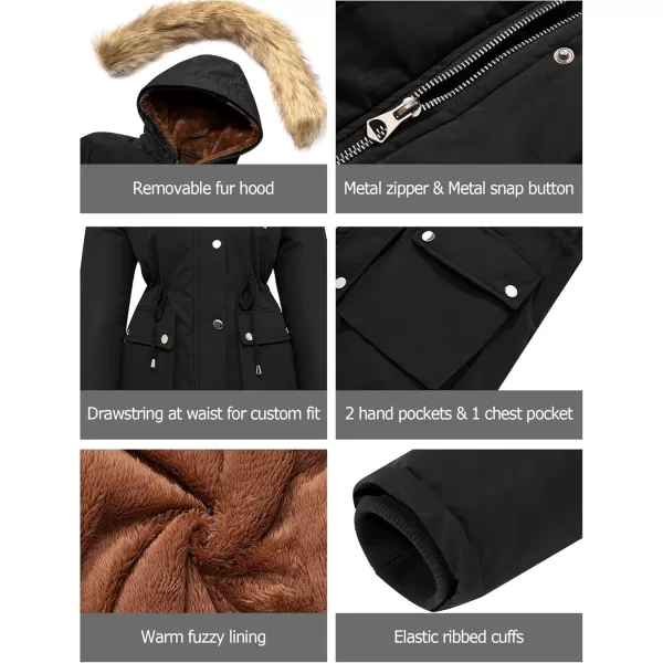 imageFARVALUE Womens Waterrepellent Winter Coat Thicken Puffer Jacket Warm FLeece Lined Parka with Fur HoodBlack