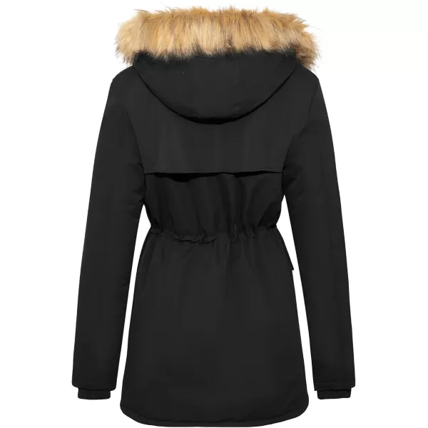 imageFARVALUE Womens Waterrepellent Winter Coat Thicken Puffer Jacket Warm FLeece Lined Parka with Fur HoodBlack