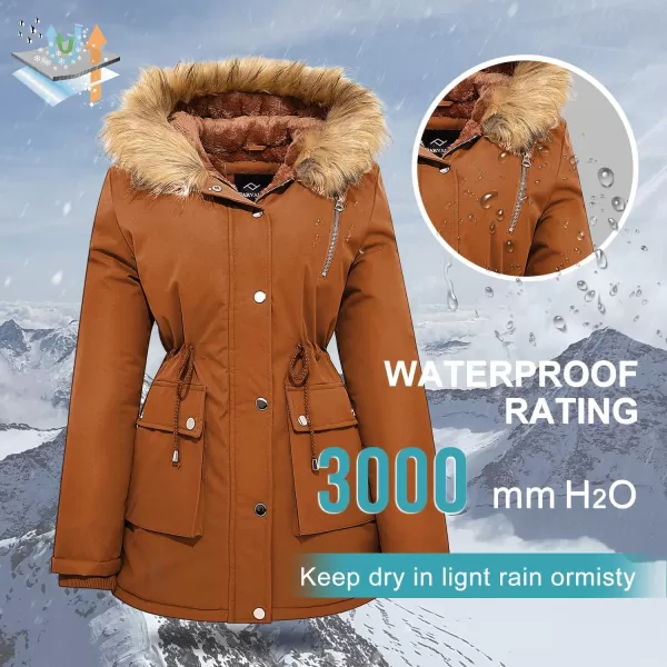 imageFARVALUE Womens Waterrepellent Winter Coat Thicken Puffer Jacket Warm FLeece Lined Parka with Fur HoodGinger