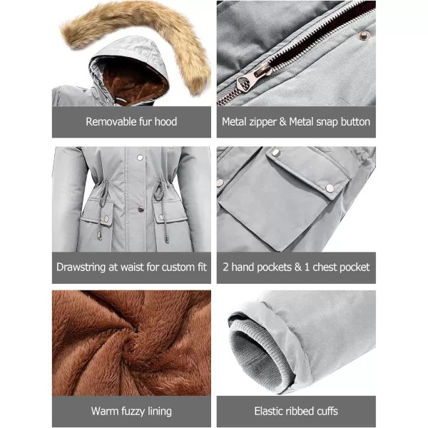 imageFARVALUE Womens Waterrepellent Winter Coat Thicken Puffer Jacket Warm FLeece Lined Parka with Fur HoodLight Grey