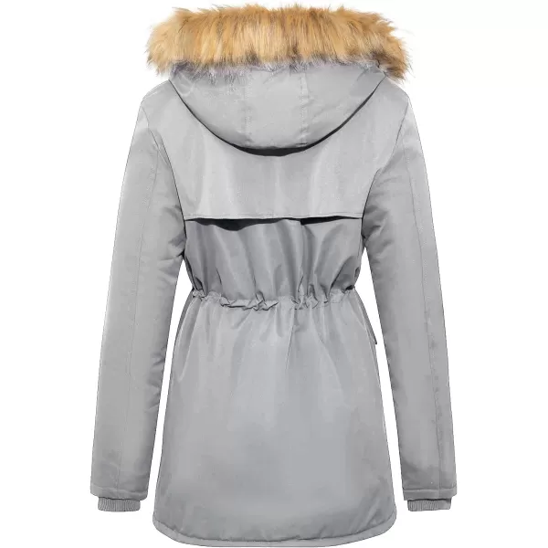 imageFARVALUE Womens Waterrepellent Winter Coat Thicken Puffer Jacket Warm FLeece Lined Parka with Fur HoodLight Grey
