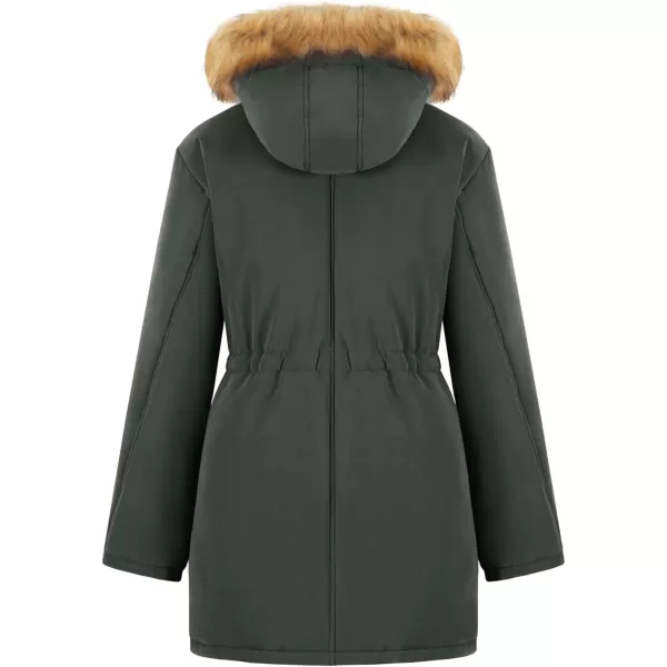 imageFARVALUE Womens Winter Coat Hooded Warm Fleece Parka Jacket with Fur Trim CoatGray