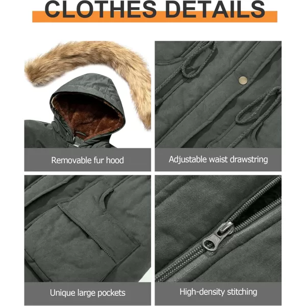 imageFARVALUE Womens Winter Coat Hooded Warm Fleece Parka Jacket with Fur Trim CoatGray