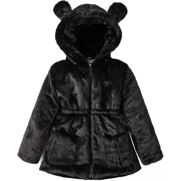 imageFARVALUE Baby Girls Winter Coats Toddler Faux Fur Hooded Warm Cozy ZipUp Jacket for Little GirlsBlack
