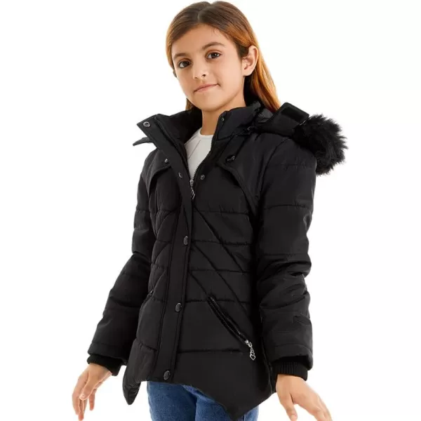 imageFARVALUE Girls Winter Coats Fur Hooded Warm Puffer Jacket Coat for GirlsBlack