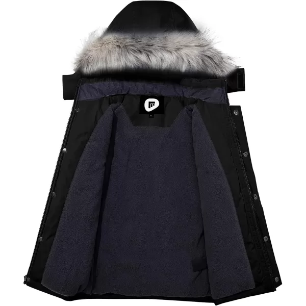 imageFARVALUE Boys Water Resistant Winter Coat Parka Jacket Quilted Fleece Lined Outwear Thicken Puffer Jacket Hood CoatBlack