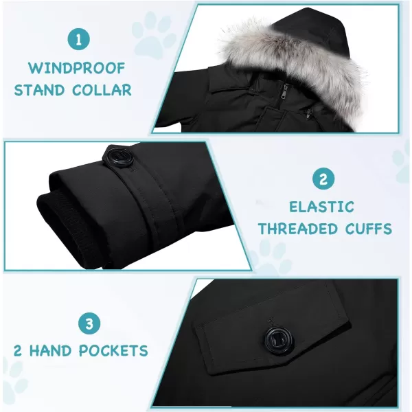 imageFARVALUE Boys Water Resistant Winter Coat Parka Jacket Quilted Fleece Lined Outwear Thicken Puffer Jacket Hood CoatBlack