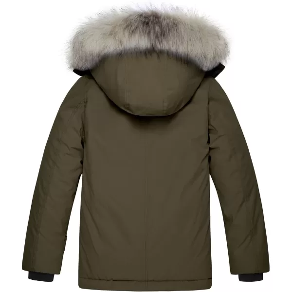 imageFARVALUE Boys Water Resistant Winter Coat Parka Jacket Quilted Fleece Lined Outwear Thicken Puffer Jacket Hood CoatGreen