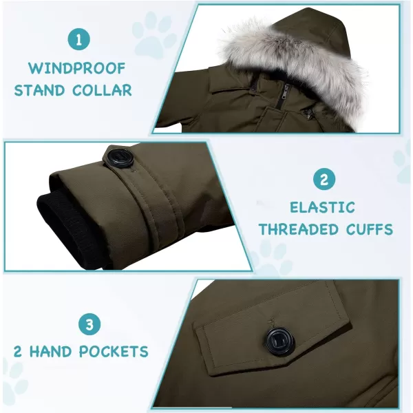imageFARVALUE Boys Water Resistant Winter Coat Parka Jacket Quilted Fleece Lined Outwear Thicken Puffer Jacket Hood CoatGreen