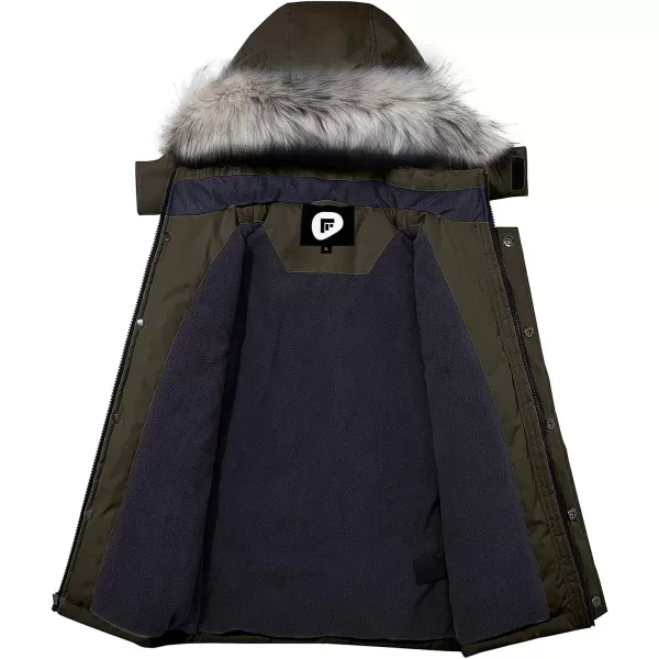 imageFARVALUE Boys Water Resistant Winter Coat Parka Jacket Quilted Fleece Lined Outwear Thicken Puffer Jacket Hood CoatGreen