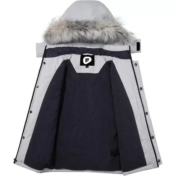 imageFARVALUE Boys Water Resistant Winter Coat Parka Jacket Quilted Fleece Lined Outwear Thicken Puffer Jacket Hood CoatLight Grey