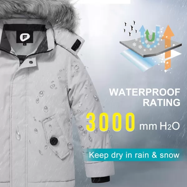 imageFARVALUE Boys Water Resistant Winter Coat Parka Jacket Quilted Fleece Lined Outwear Thicken Puffer Jacket Hood CoatLight Grey