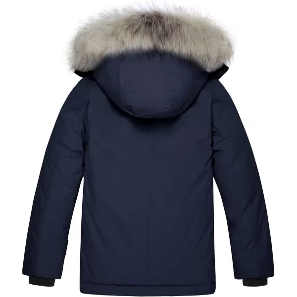 imageFARVALUE Boys Water Resistant Winter Coat Parka Jacket Quilted Fleece Lined Outwear Thicken Puffer Jacket Hood CoatNavy