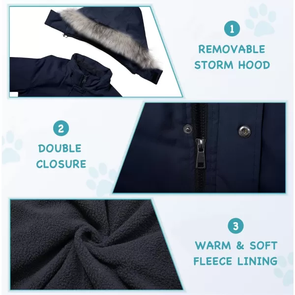 imageFARVALUE Boys Water Resistant Winter Coat Parka Jacket Quilted Fleece Lined Outwear Thicken Puffer Jacket Hood CoatNavy