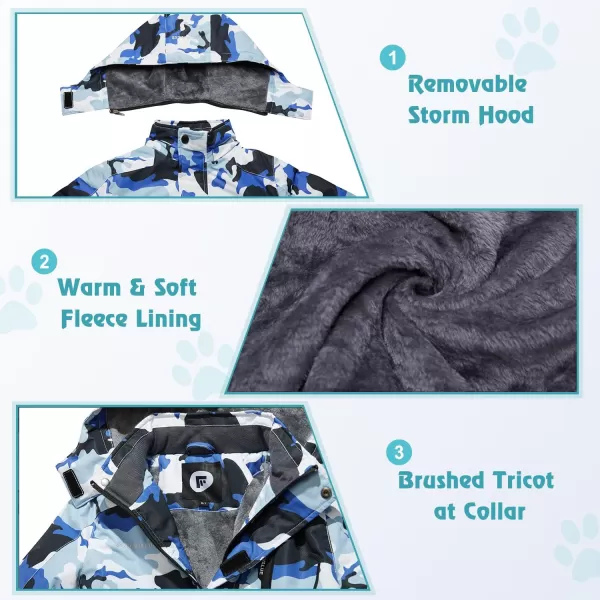 imageFARVALUE Boys Waterproof Ski Jacket Windproof Winter Coat Warm Snow Coat Outdoor Raincoats Hooded WindbreakerBlue Camo