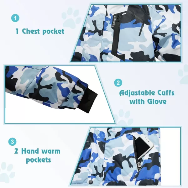 imageFARVALUE Boys Waterproof Ski Jacket Windproof Winter Coat Warm Snow Coat Outdoor Raincoats Hooded WindbreakerBlue Camo