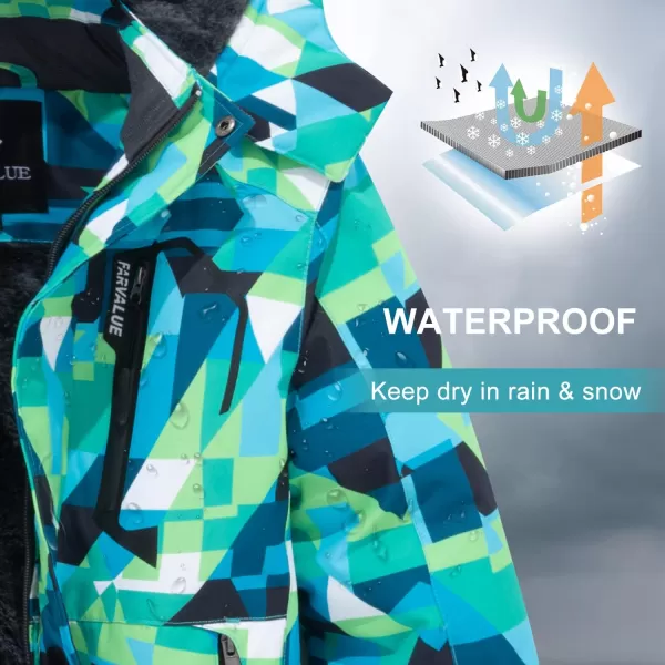 imageFARVALUE Boys Waterproof Ski Jacket Windproof Winter Coat Warm Snow Coat Outdoor Raincoats Hooded WindbreakerCamo