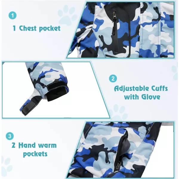 imageFARVALUE Boys Waterproof Ski Jacket Windproof Winter Coat Warm Snow Coat Outdoor Raincoats with Removable HoodBlue Camouflage