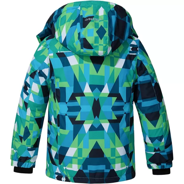 imageFARVALUE Boys Waterproof Ski Jacket Windproof Winter Coat Warm Snow Coat Outdoor Raincoats with Removable HoodGreen Camouflage
