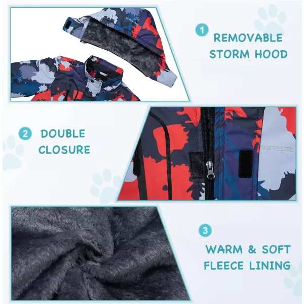 imageFARVALUE Boys Waterproof Ski Jacket Windproof Winter Coat Warm Snow Coat Outdoor Raincoats with Removable HoodOrange Camouflage