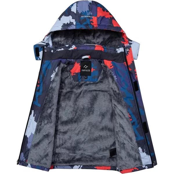 imageFARVALUE Boys Waterproof Ski Jacket Windproof Winter Coat Warm Snow Coat Outdoor Raincoats with Removable HoodOrange Camouflage
