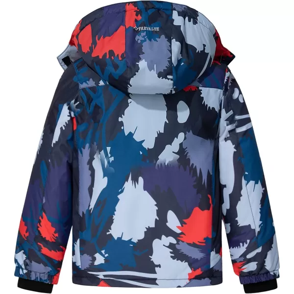 imageFARVALUE Boys Waterproof Ski Jacket Windproof Winter Coat Warm Snow Coat Outdoor Raincoats with Removable HoodOrange Camouflage