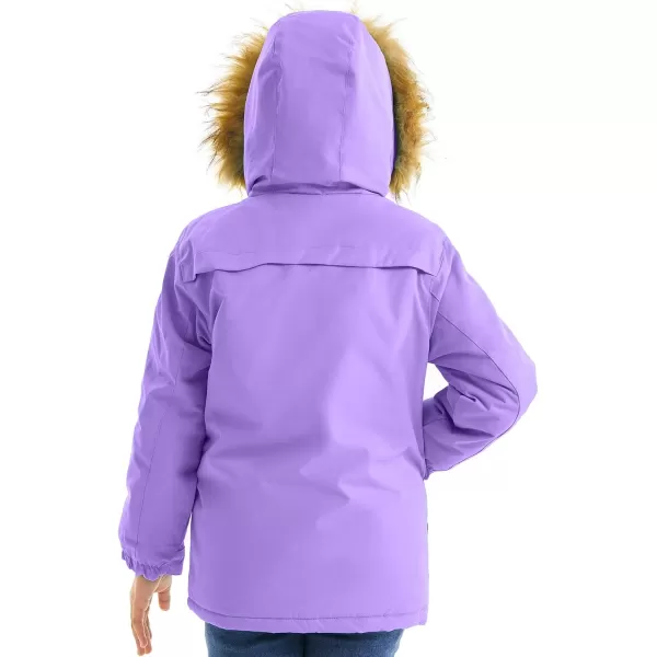 imageFARVALUE Girls Waterproof Ski Jacket Windproof Winter Coat Warm Fleece Snow Coat Outdoor Raincoats Hooded Purple 8