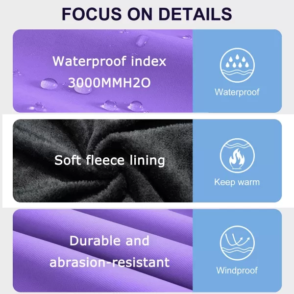 imageFARVALUE Girls Waterproof Ski Jacket Windproof Winter Coat Warm Fleece Snow Coat Outdoor Raincoats Hooded Purple 8