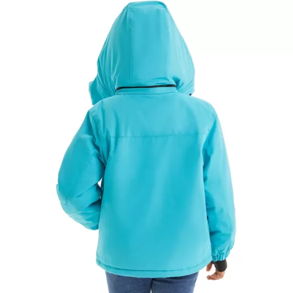 imageFARVALUE Girls Waterproof Skiing Jacket Windproof Winter Coat Warm Snow Coat with Removable HoodBlue