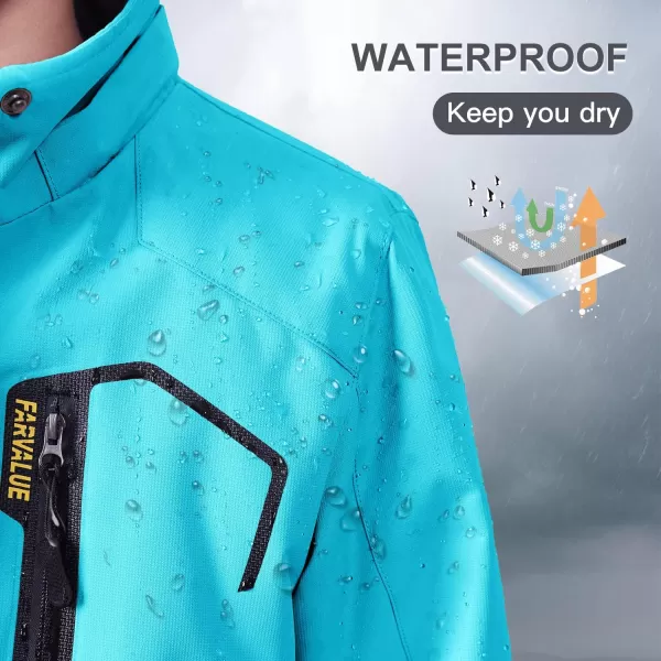 imageFARVALUE Girls Waterproof Skiing Jacket Windproof Winter Coat Warm Snow Coat with Removable HoodBlue