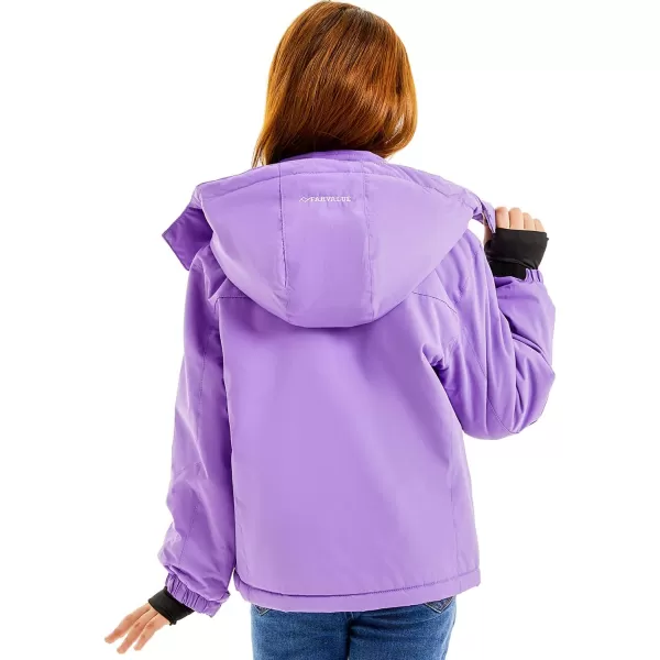 imageFARVALUE Girls Waterproof Skiing Jacket Windproof Winter Coat Warm Snow Coat with Removable HoodPurple