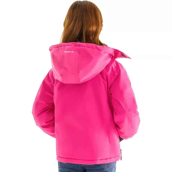 imageFARVALUE Girls Waterproof Skiing Jacket Windproof Winter Coat Warm Snow Coat with Removable HoodRose Red