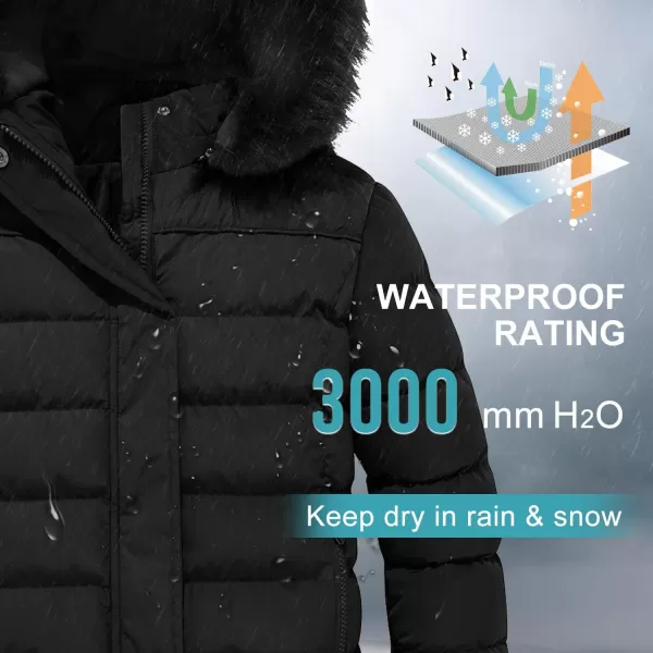 imageFARVALUE Girls Winter Coats Thicken Fleece Lined Padded Hooded Puffer Jacket Coat for GirlsBlack