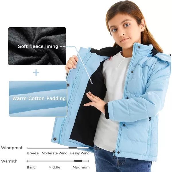 imageFARVALUE Girls Winter Coats Thicken Fleece Lined Padded Hooded Puffer Jacket Coat for GirlsBlue