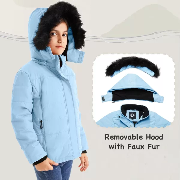 imageFARVALUE Girls Winter Coats Thicken Fleece Lined Padded Hooded Puffer Jacket Coat for GirlsBlue