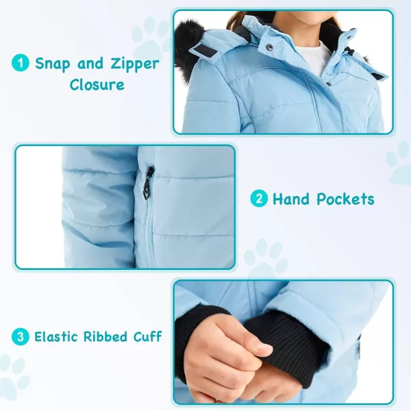 imageFARVALUE Girls Winter Coats Thicken Fleece Lined Padded Hooded Puffer Jacket Coat for GirlsBlue