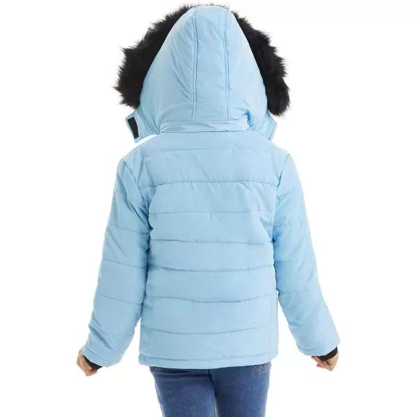 imageFARVALUE Girls Winter Coats Thicken Fleece Lined Padded Hooded Puffer Jacket Coat for GirlsBlue