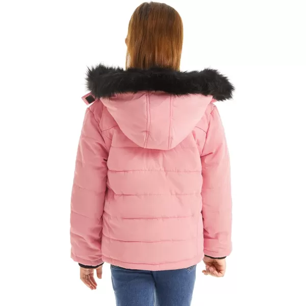imageFARVALUE Girls Winter Coats Thicken Fleece Lined Padded Hooded Puffer Jacket Coat for GirlsCoral Pink
