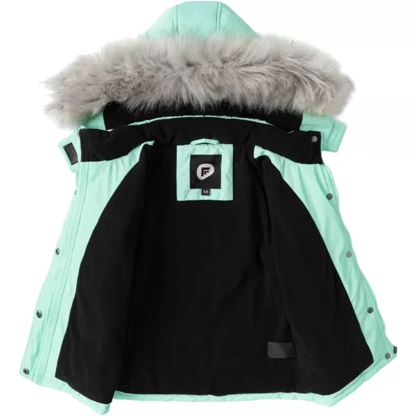 imageFARVALUE Girls Winter Coats Thicken Fleece Lined Padded Hooded Puffer Jacket Coat for GirlsMint Green