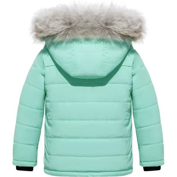 imageFARVALUE Girls Winter Coats Thicken Fleece Lined Padded Hooded Puffer Jacket Coat for GirlsMint Green