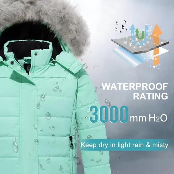 imageFARVALUE Girls Winter Coats Thicken Fleece Lined Padded Hooded Puffer Jacket Coat for GirlsMint Green