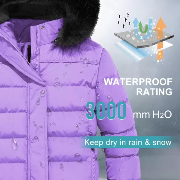 imageFARVALUE Girls Winter Coats Thicken Fleece Lined Padded Hooded Puffer Jacket Coat for GirlsPurple