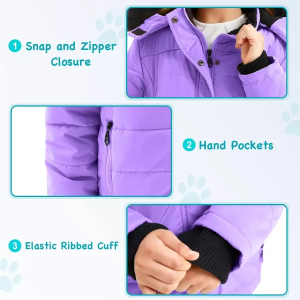 imageFARVALUE Girls Winter Coats Thicken Fleece Lined Padded Hooded Puffer Jacket Coat for GirlsPurple