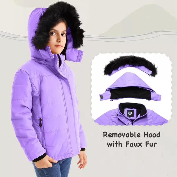 imageFARVALUE Girls Winter Coats Thicken Fleece Lined Padded Hooded Puffer Jacket Coat for GirlsPurple